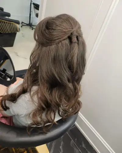 Half up style with soft waves